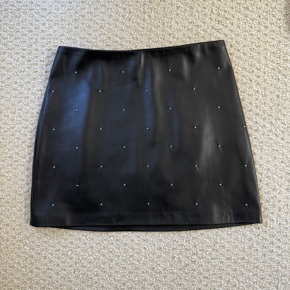 House of Harlow 1960 Black Studded Faux Leather Mini Skirt size XS
